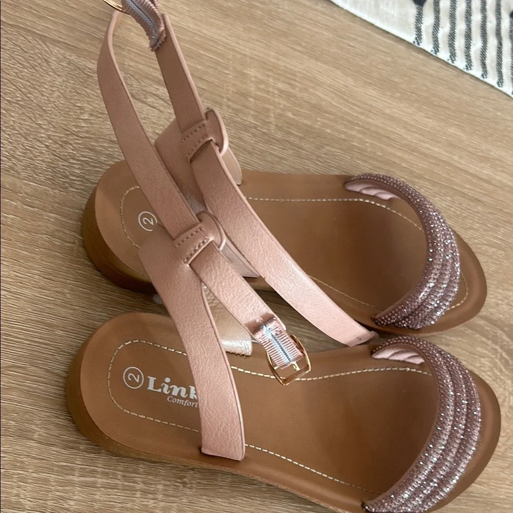 Girls kids Pink sparkler Sandals size 2y childrens summer straps
